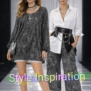 Vintage 90s MaxiMa Two Piece Set Accordion Pleated Tunic Crop Pants Stretch USA